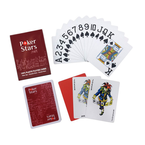 Карты игральные пластик POKERSTARS, красная рубашка [X1-8]