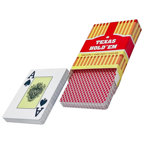 Карты игральные пластик TEXAS HOLDEM, красная рубашка [X1-10]